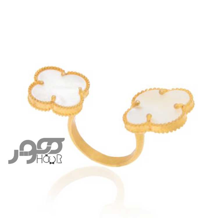 انگشتر طلا زنانه  ونکلیف ۲ گل صدفی کد AXR354