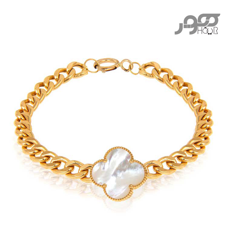 دستبند طلا زنانه  کارتیر و ونکلیف صدفی  کد AXB369
