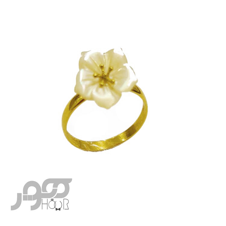 انگشتر طلا زنانه طرح گل با صدف کد BXR120