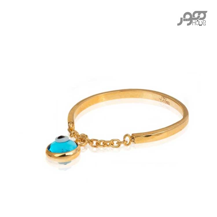 انگشتر طلا زنانه با آویز چشم نظر کد BCR483