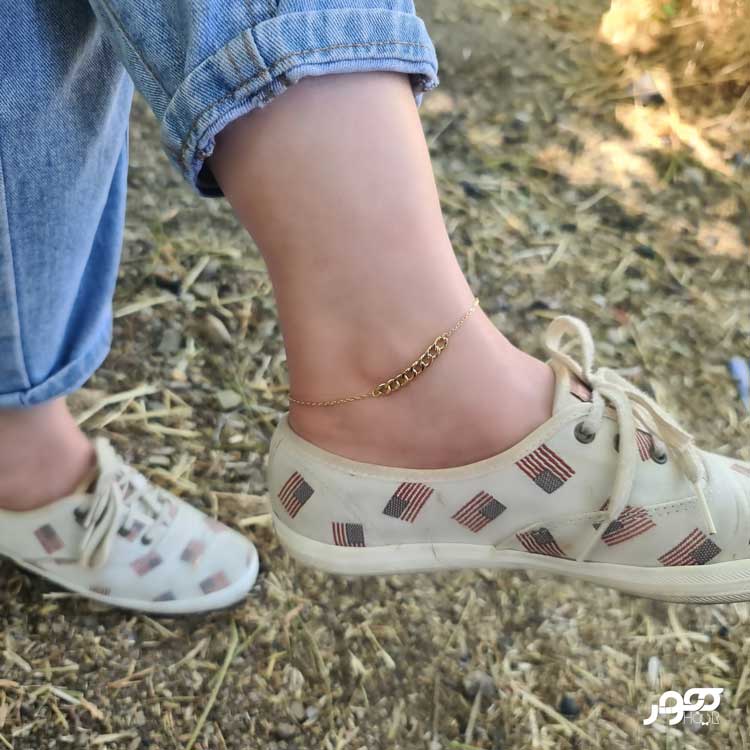 پابند طلا زنانه زنجیر و  کارتیر کد JCA400