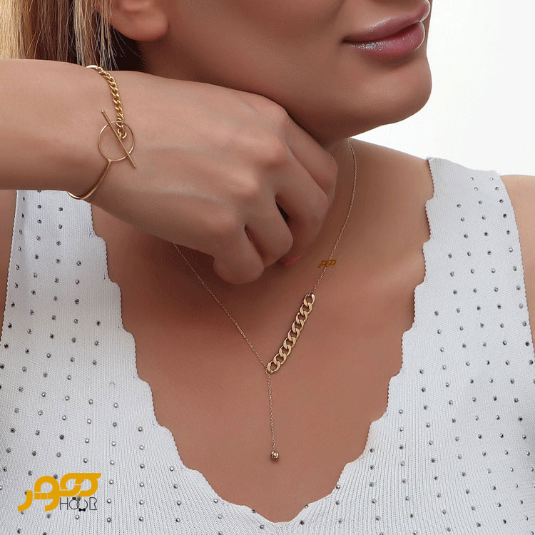 گردنبند طلا زنانه زنجیر و  کارتیر  کد JCN446
