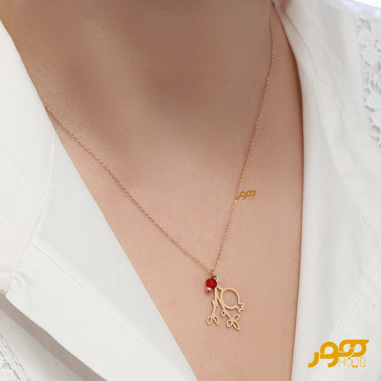 گردنبند طلا زنانه طرح انار وشاخه کد JLN442