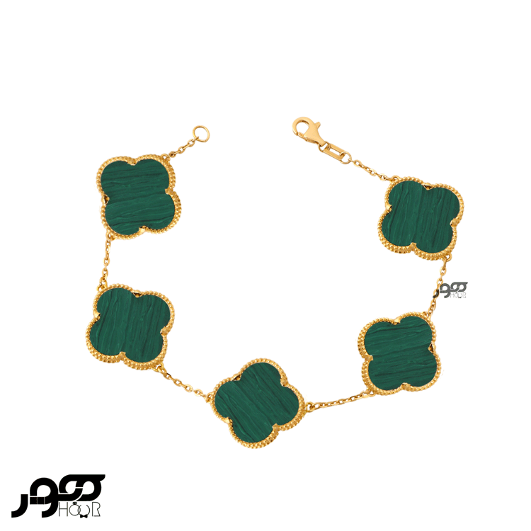 دستبند طلا زنانه ونکلیف ۵ گل صدفی سایز ۲ کد AXB470