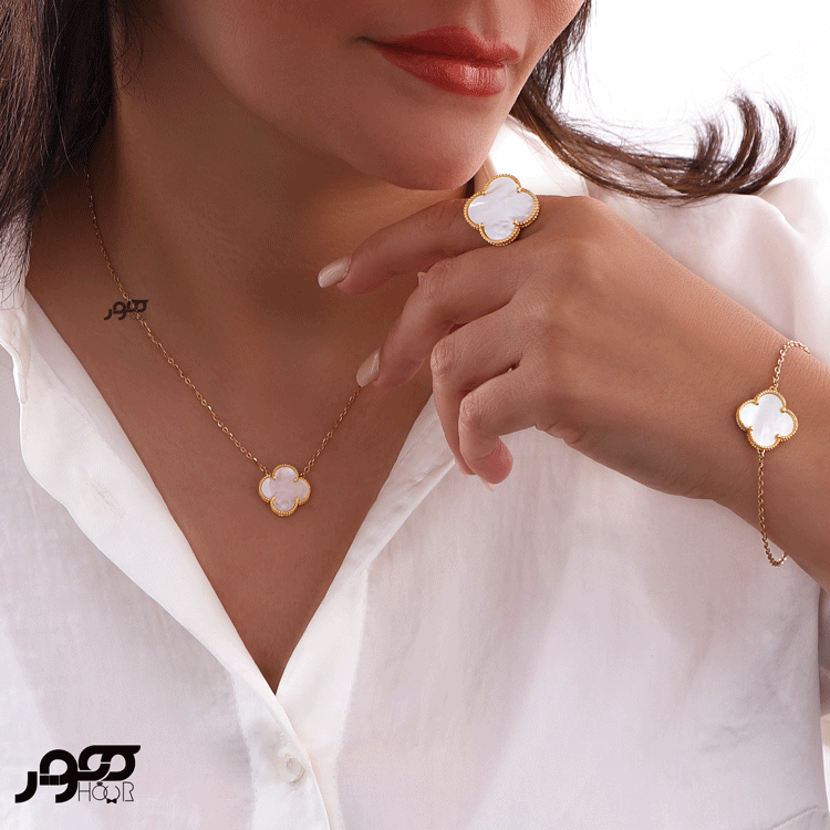 گردنبند طلا زنانه ونکلیف گل صدفی سایز 1 کد AXN131