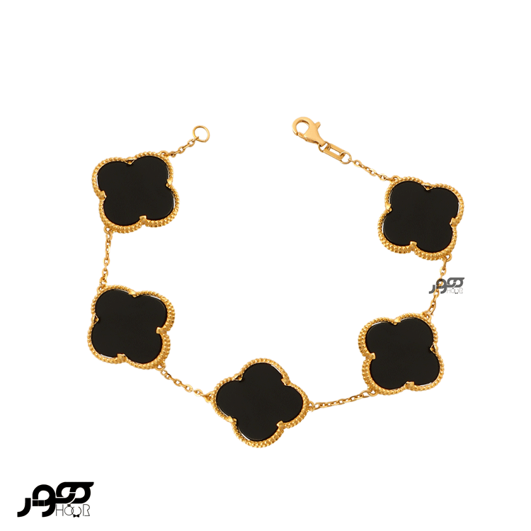 دستبند طلا زنانه ونکلیف ۵ گل صدفی سایز ۲ کد AXB604