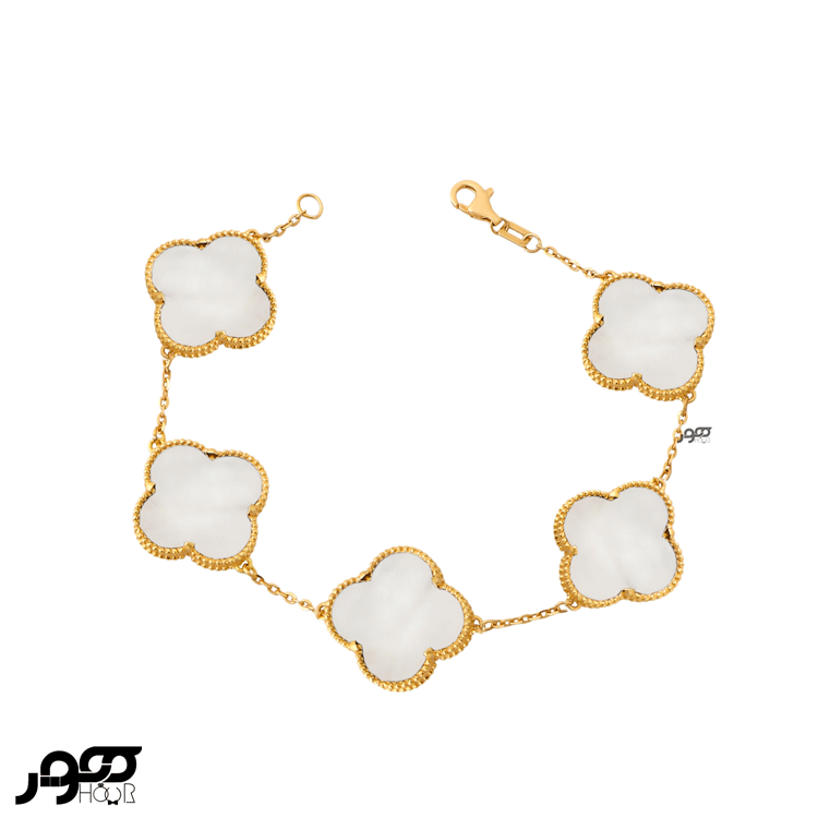 دستبند طلا زنانه ونکلیف ۵ گل صدفی سایز 1 کد AXB471