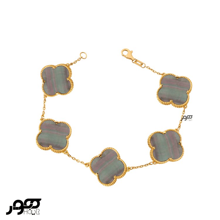 دستبند طلا زنانه ونکلیف ۵ گل صدفی سایز 1 کد AXB471