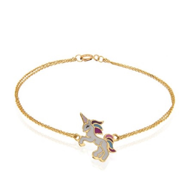 نیم ست  طلا کودک اسب تک شاخ یونیکورن کد AKS112