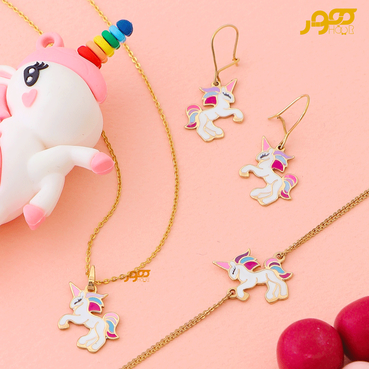 دستبند طلا کودک یونیکورن -اسب تک شاخ کد AKB100