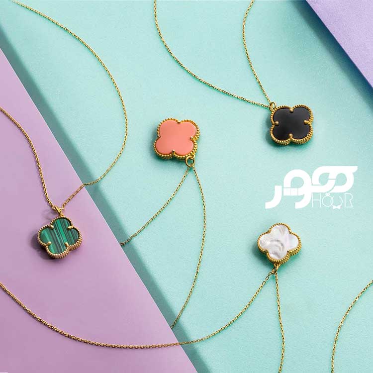 گردنبند طلا زنانه ونکلیف با سنگ کد AXN319