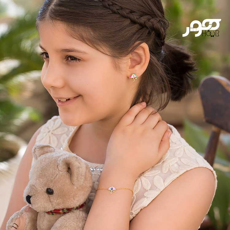 دستبند طلا کودک طرح چتر کد AKB375
