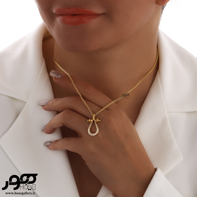 آویز طلا زنانه فرد نگین دار کد ACP816