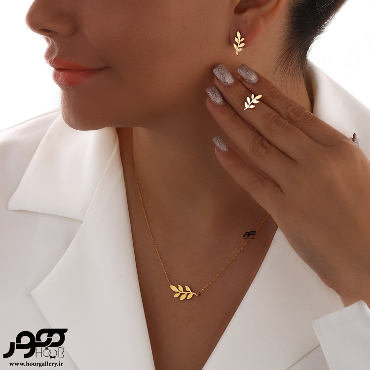 گردنبند طلا زنانه طرح برگ کد ALN617