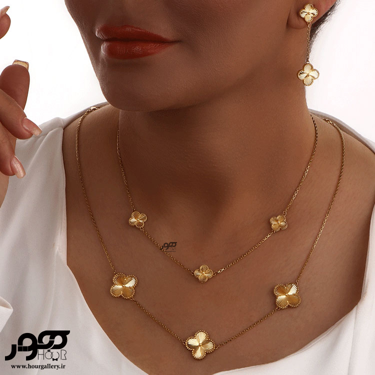 گردنبند طلا زنانه طرح ونکلیف  3 گل کد ACN333