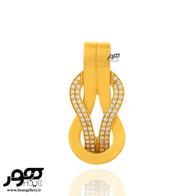 نیم ست طلا زنانه طرح فرد نگین دار کد ACS371