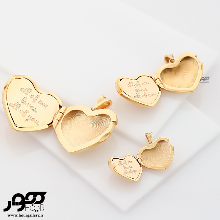 آویز طلا زنانه قاب عکس قلب بزرگ کد ACP344