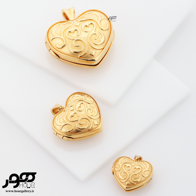 آویز طلا زنانه قاب عکس قلب بزرگ کد ACP344