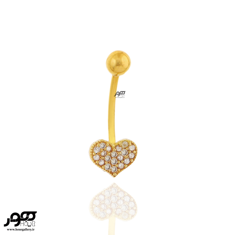 پیرسینگ ناف طلا طرح قلب تمام نگین کد RPI827