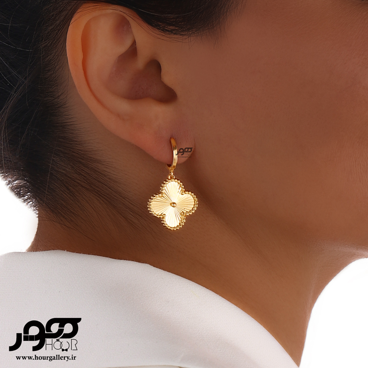 گوشواره حلقه ای طلا زنانه طرح ونکلیف  ۱ گل کد ACE100