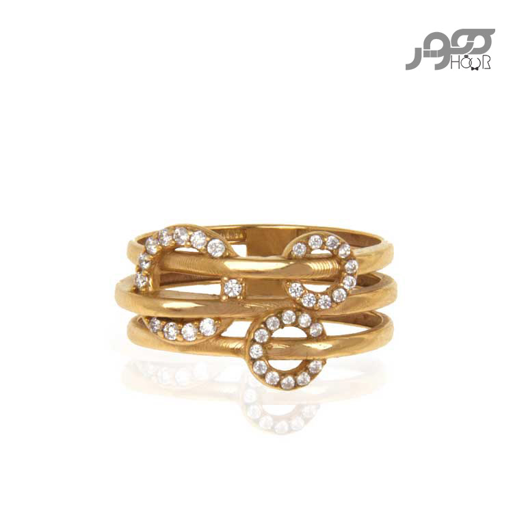 انگشتر طلا زنانه چند حلقه با نگین کد ACR420