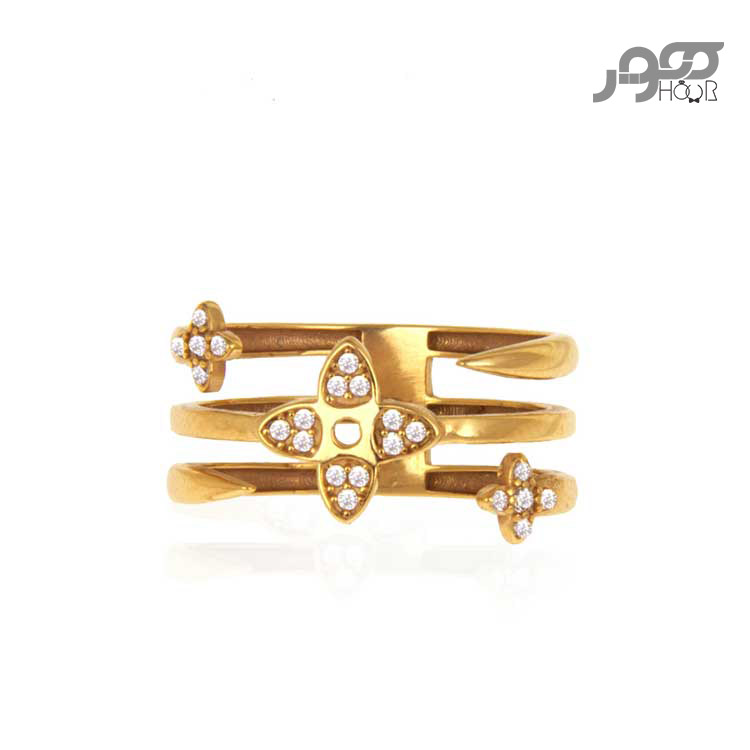 انگشتر طلا زنانه چند حلقه با نگین کد ACR419