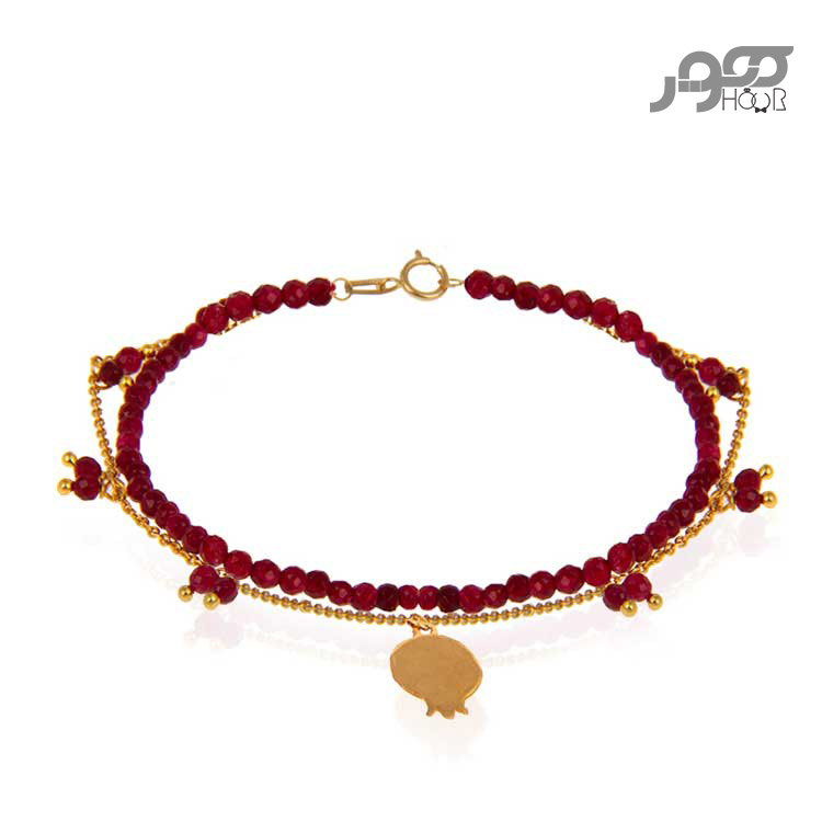 دستبند طلا زنانه ترکیبی با آویز انار کد AXB966