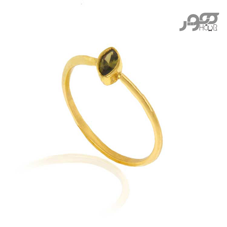 انگشتر طلا زنانه تک نگین سبز کد ACR399
