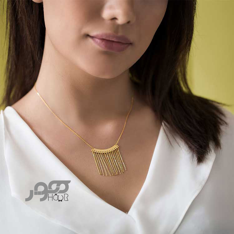 گردنبند طلا زنانه آویز های زنجیری کد ALN865