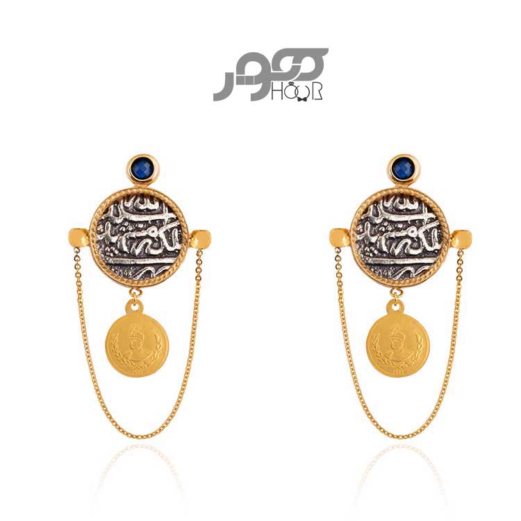 گوشواره طلا زنانه میخی سکه نقره کد AXE266