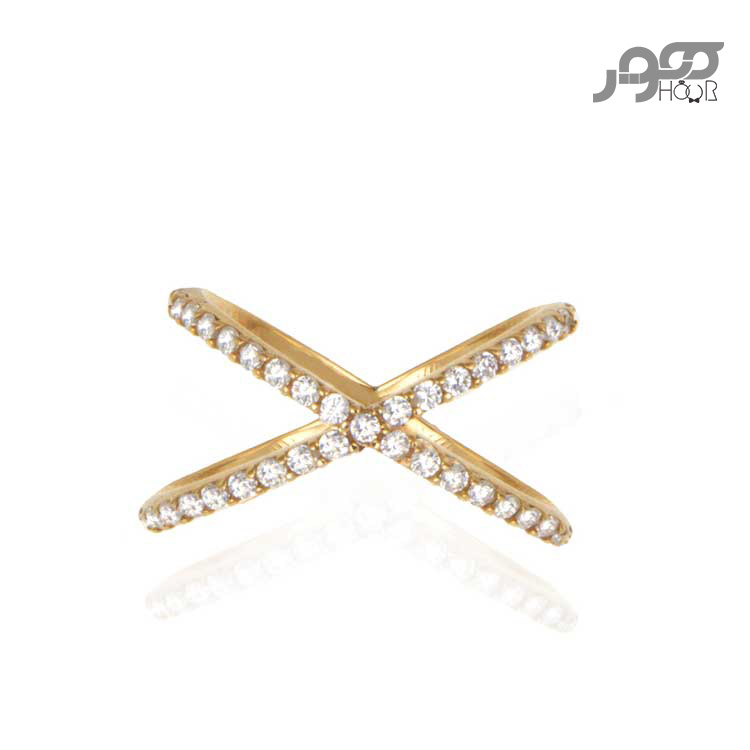 انگشتر طلا زنانه ضربدری با نگین کد ACR416