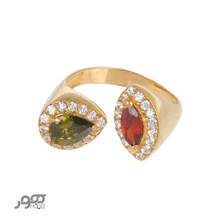 انگشتر طلا زنانه طرح دو طرف نگین کد ACR370