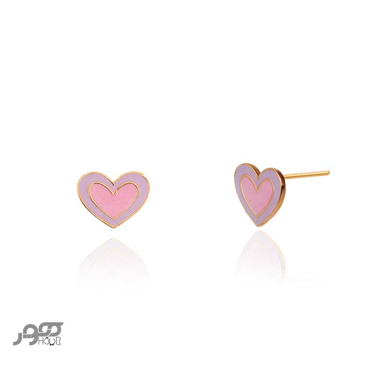 گوشواره طلا کودک میخی طرح قلب  کد AKE118