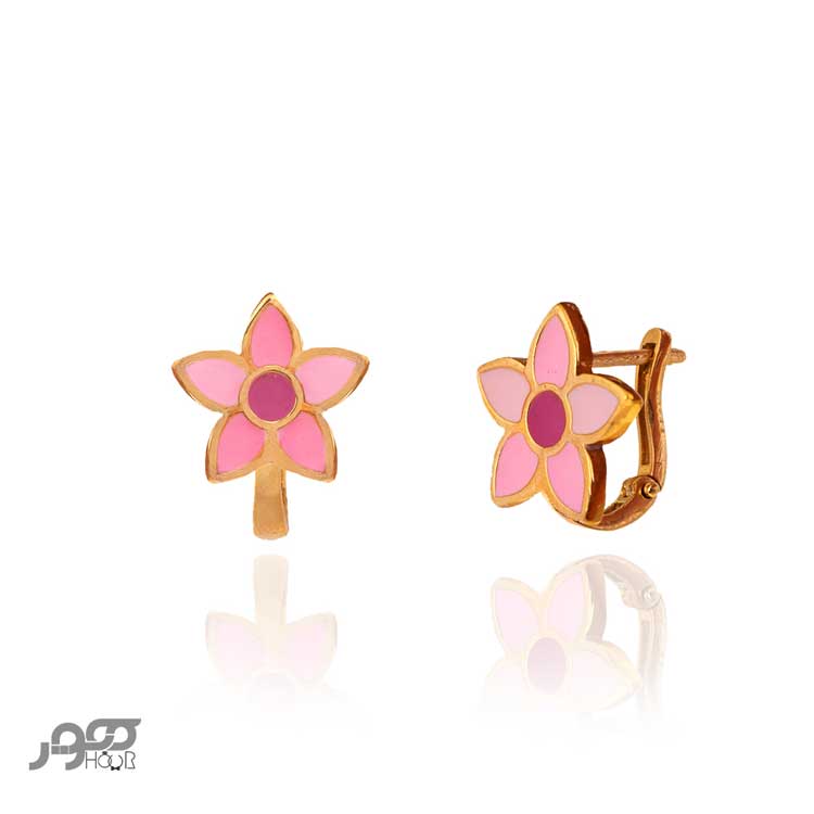 گوشواره طلا کودک طرح گل کد AKE110