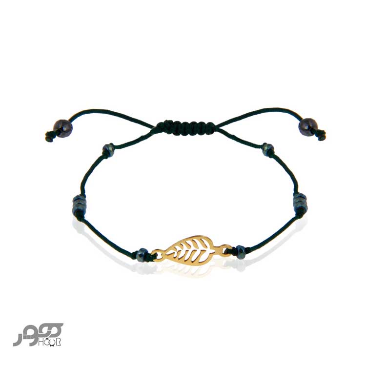 دستبند طلا زنانه ترکیبی با پلاک برگ کد AXB980