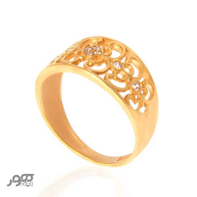 انگشتر طلا زنانه طرح اسلیمی نگین دار کد ACR303