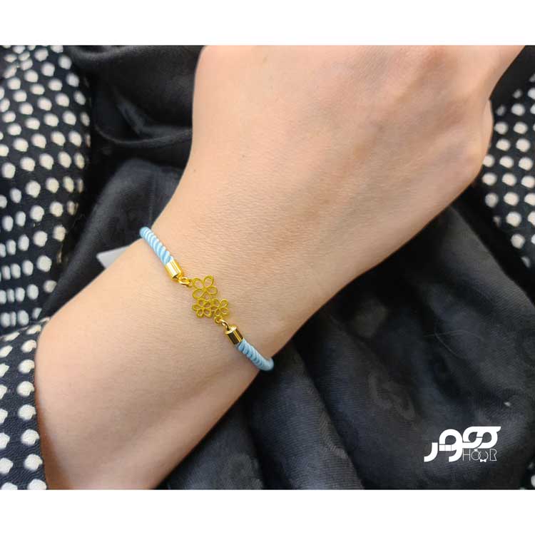 دستبند طلا زنانه ترکیبی و پلاک گل کد BXB716