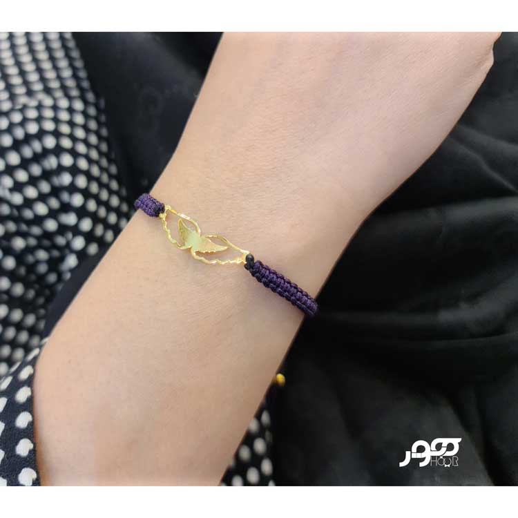 دستبند طلا زنانه ترکیبی با پلاک بال کد BXB704