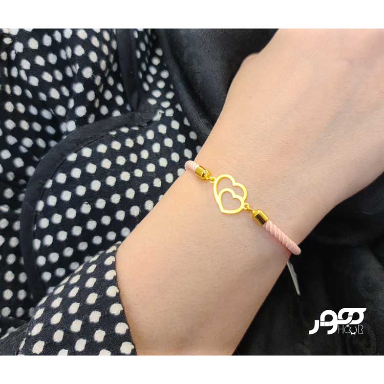 دستبند طلا زنانه ترکیبی با پلاک قلب کد BXB712