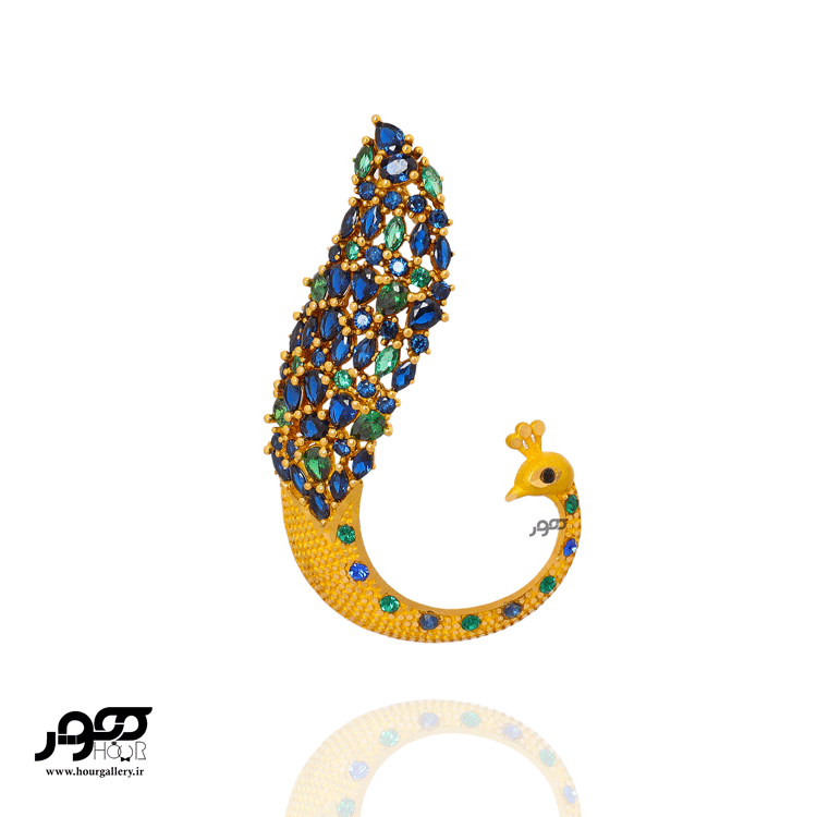 آویز طلا زنانه طاووس با سنگ کد SXP102