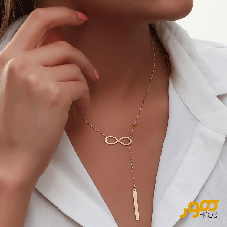 گردنبند طلا زنانه طرح بی نهایت  کراواتی  کد JCN454