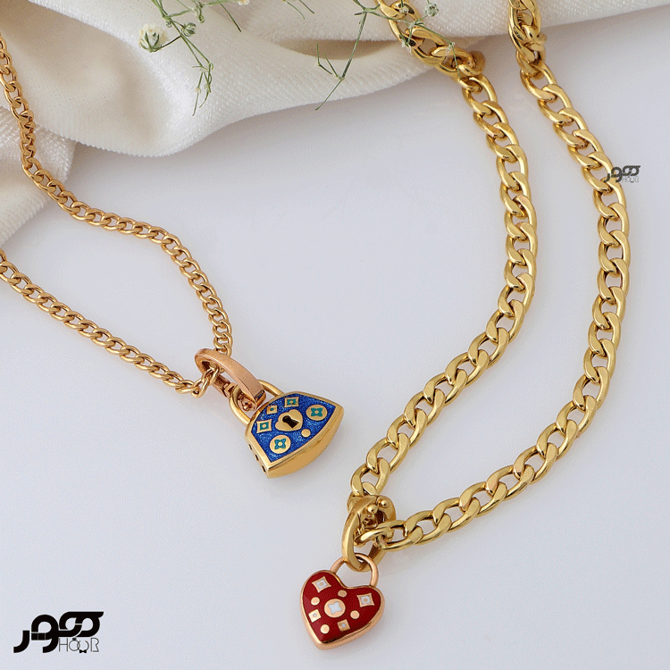 آویز طلا زنانه تیفانی طرح قلب قفلی  کد DCP265