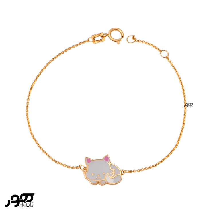 دستبند طلا کودک طرح گربه کد AKB711