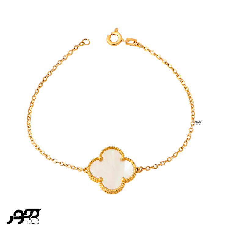 دستبند طلا زنانه ونکلیف گل صدفی سایز ۲ کد AXB422