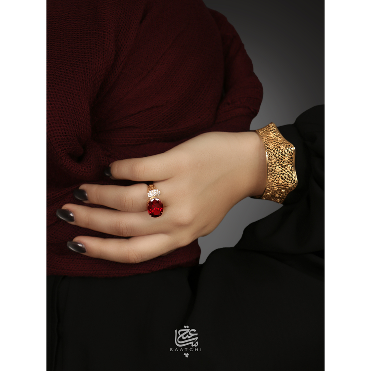 انگشتر طلا زنانه با سنگ کوارتز کد ACR356