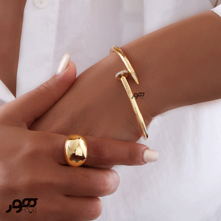 دستبند طلا زنانه النگویی طرح میخ کد ACB302