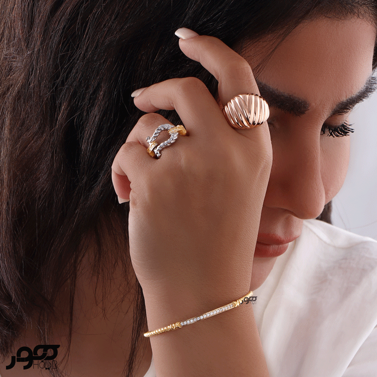 انگشتر طلا زنانه طرح دامله پیچی کد ACR563