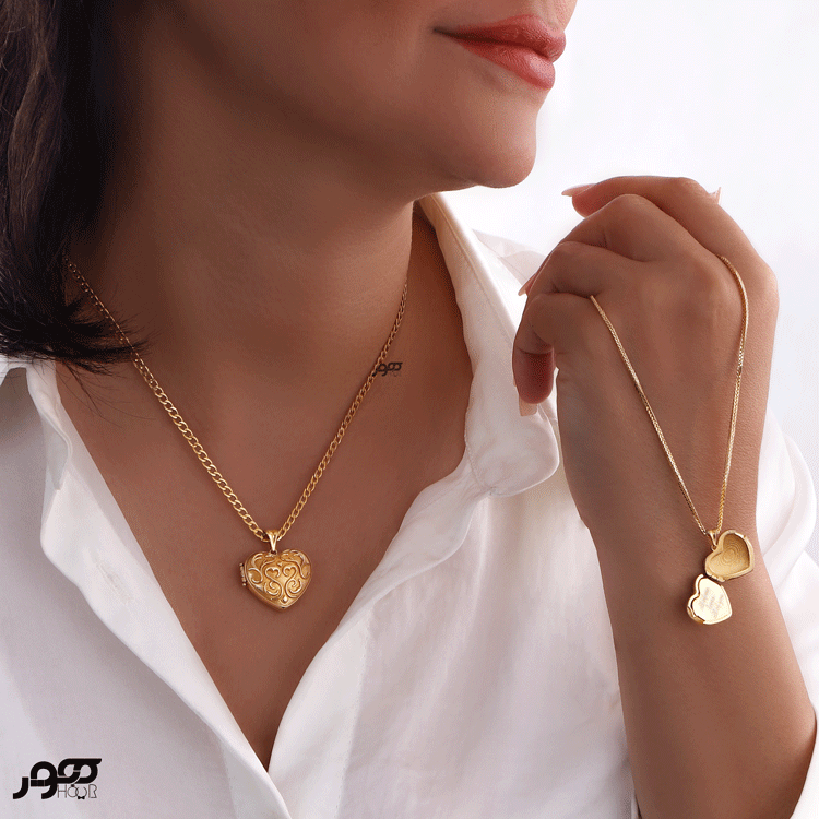 آویز طلا زنانه قاب عکس قلب متوسط کد ACP343