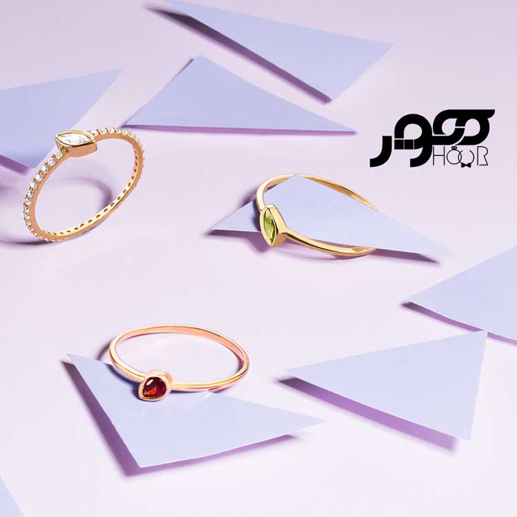 انگشتر طلا زنانه تک نگین اشک قرمز کد ACR394