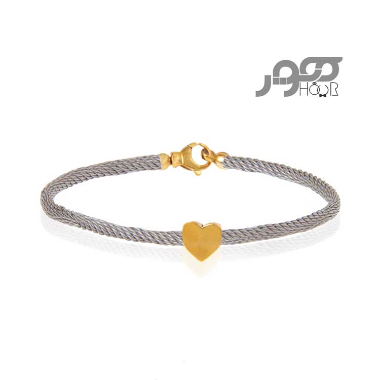 دستبند طلا زنانه دو رنگ طرح فرد قلب کد ACB358